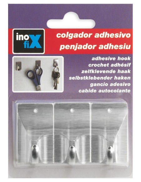 COLGADOR ADHESIVO ACERO 2018-1 - 3UD