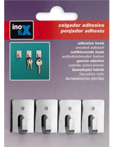 COLGADOR ADHESIVO ACERO 2019-1 - 4UD