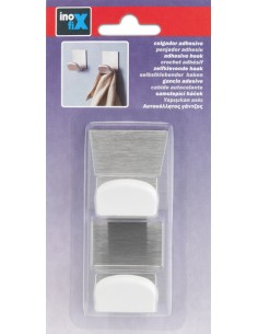 COLGADOR ADHESIVO C/ BASE 2078-2 ACERO BLANCO - 2UDS 2