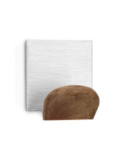 COLGADOR ADHESIVO C/ BASE 2078-9 ACERO MADERA - 2UDS