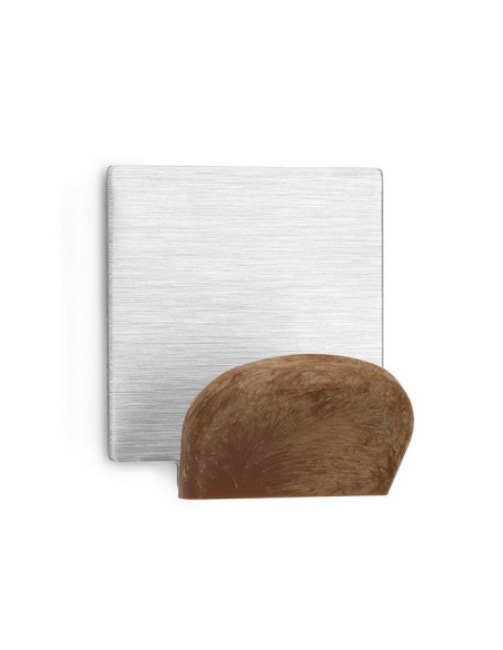 COLGADOR ADHESIVO C/ BASE 2078-9 ACERO MADERA - 2UDS