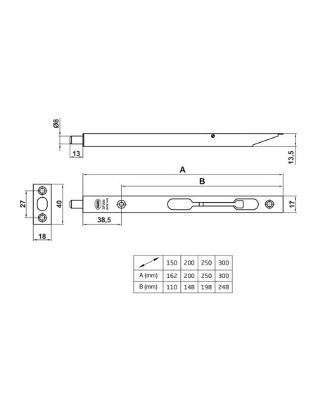 PASADOR EMBUTIR MOD. 401 INOX 150 MM