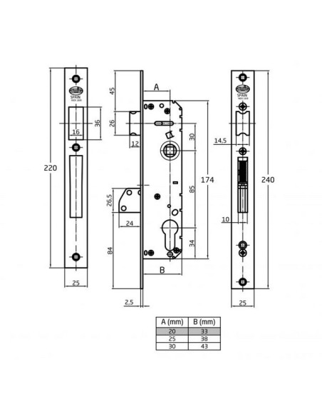 CERRADURA MOD. 740 INOX 20 MM 19910