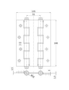 BISAGRA DOBLE ACCION INOX MOD. 3033 180X133,5X3 MM 2