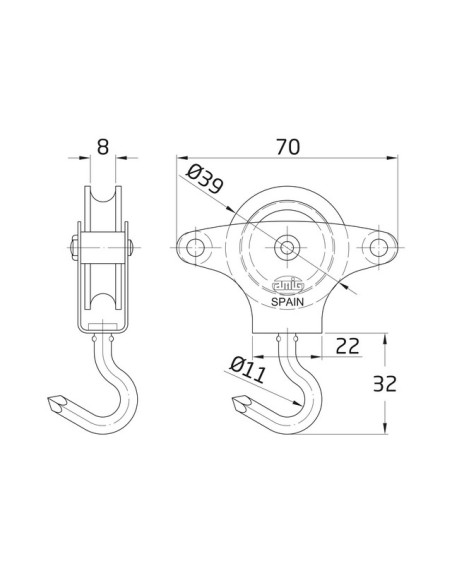 POLEA MOD.6 ZINCADA ROLDANA METALICA 659