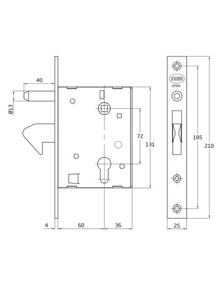 CERRADURA MOD. 745 ACERO ZINCADO 60 MM 24670