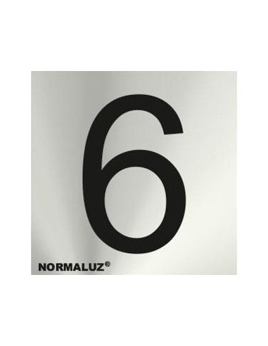 SEÑAL ADHESIVA INOX NUMERO 6 50X50 MM