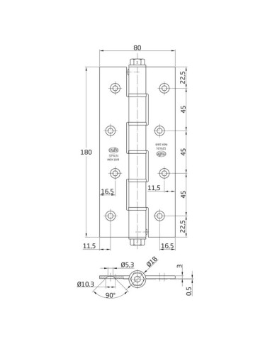 BISAGRA CON MUELLE SIMPLE ACCION INOX MOD. 3031B