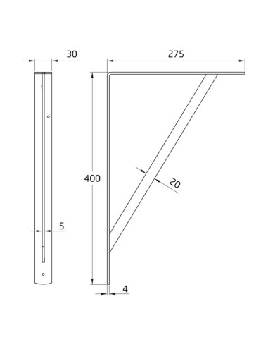 ESCUADRA REFORZADA MOD. 9 GRIS 400X275MM 7460