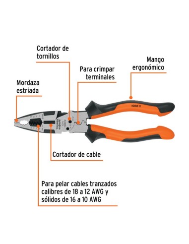 ALICATE MULTIUSOS ELECTRICICISTA 22 CM 103012