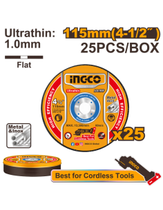 DISCO CORTE INOX-METAL 115 X 1 MM  LATA 25 UND. MCD11011525  0523