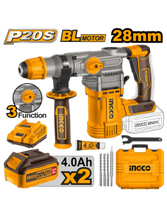 MARTILLO BAT. COMBINADO 20 V 2 BAT. 4 Ah MOTOR BL + CARGADOR +ACCES. 1016