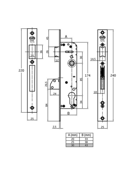 CERRADURA MOD. 740 INOX 30 MM 16034