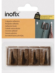 COLGADOR ADHESIVO 2075-9 MADERA - 4UD 2