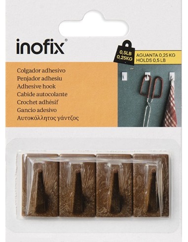 COLGADOR ADHESIVO 2075-9 MADERA - 4UD