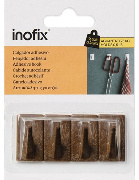 COLGADOR ADHESIVO 2075-9 MADERA - 4UD