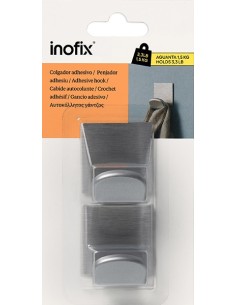 COLGADOR ADHESIVO C/ BASE 2078-7 ACERO CROMO MATE - 2 UDS 2