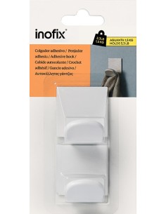 COLGADOR ADHESIVO C/ BASE 2078-B METALICA BLANCO - 2 UDS 2