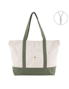 BOLSA ALGODON CREMALLERA BICOLOR VERDE 2827454