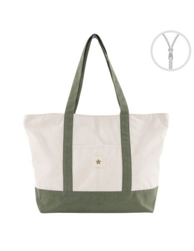BOLSA ALGODON CREMALLERA BICOLOR VERDE 2827454