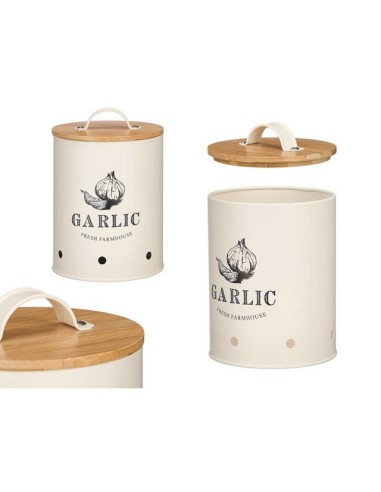 BOTE PARA AJOS TAPA BAMBU CREMA 10900