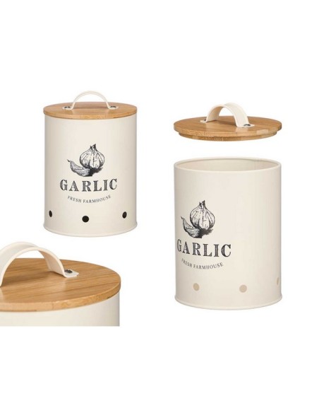 BOTE PARA AJOS TAPA BAMBU CREMA 10900