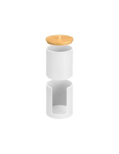 BOTE PLASTICO DOBLE TAPA BAMBU BLANCO 12889