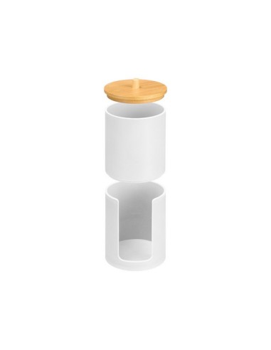 BOTE PLASTICO DOBLE TAPA BAMBU BLANCO 12889