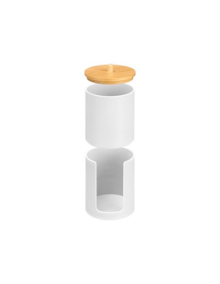 BOTE PLASTICO DOBLE TAPA BAMBU BLANCO 12889