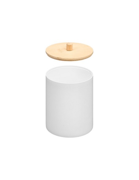 BOTE PLASTICO TAPA BAMBU BLANCO 12885