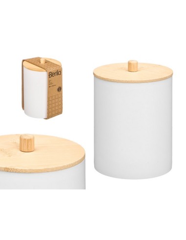 BOTE PLASTICO TAPA BAMBU BLANCO 12885