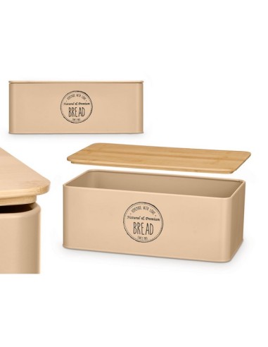 CAJA PARA PAN CON TAPA BAMBU BEIGE 13020
