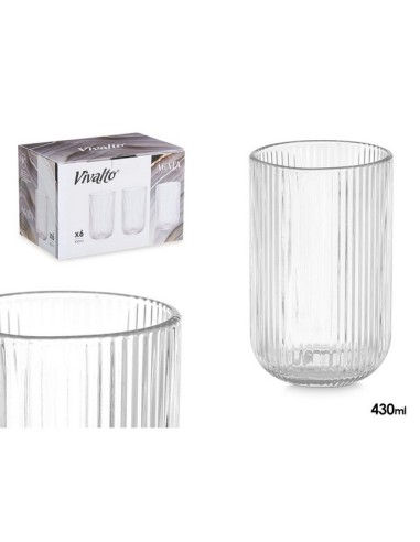 VASO TRANSPARENTE RAYAS 430ML 84908
