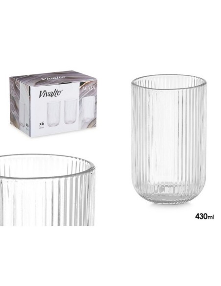 VASO TRANSPARENTE RAYAS 430ML 84908
