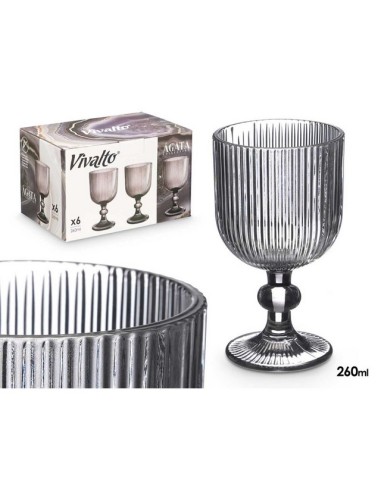 COPA VINO 260ML GRIS RAYAS 37564