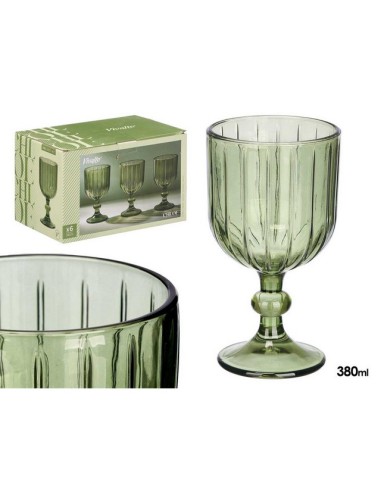 COPA VINO RAYAS 380 ML VERDE 12402