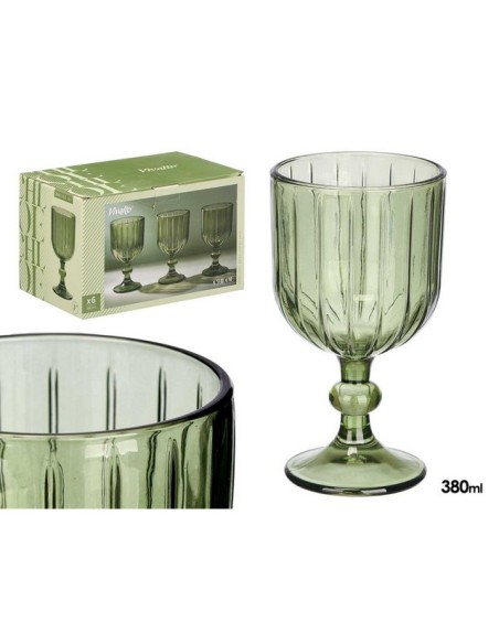 COPA VINO RAYAS 380 ML VERDE 12402