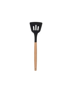 ESPATULA SILICONA NEGRO MANGO MADERA 90507